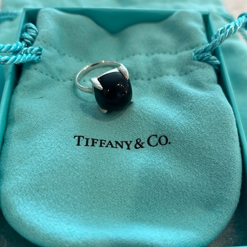 NEW Tiffany & Co. Picasso Sugar Stacks 12mm Black Onyx Ring Size 6 Sterling 925